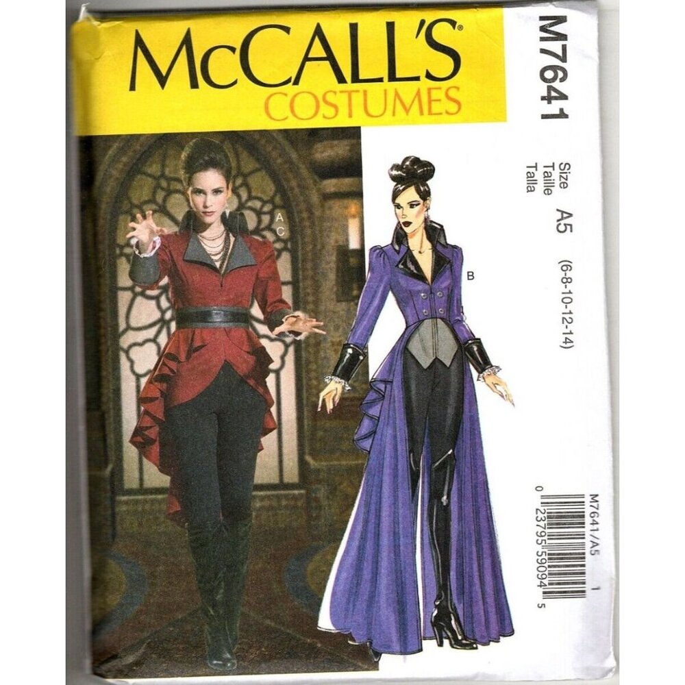 McCalls M7641 Womens 6 to 14 Gothic Steampunk Peplum Jacket Uncut Sewing Pattern